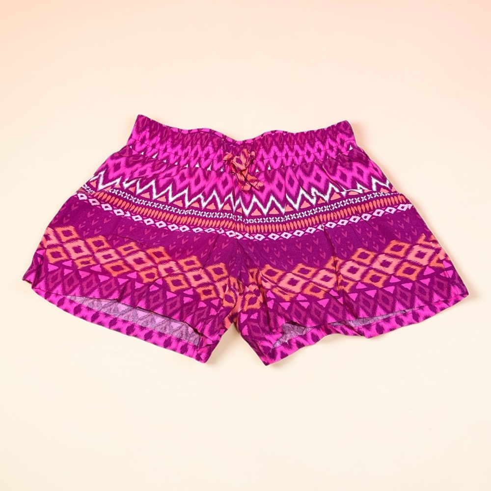 Cherokee Pink and Orange Geometric High-Waist Shorts Girls (7/8)